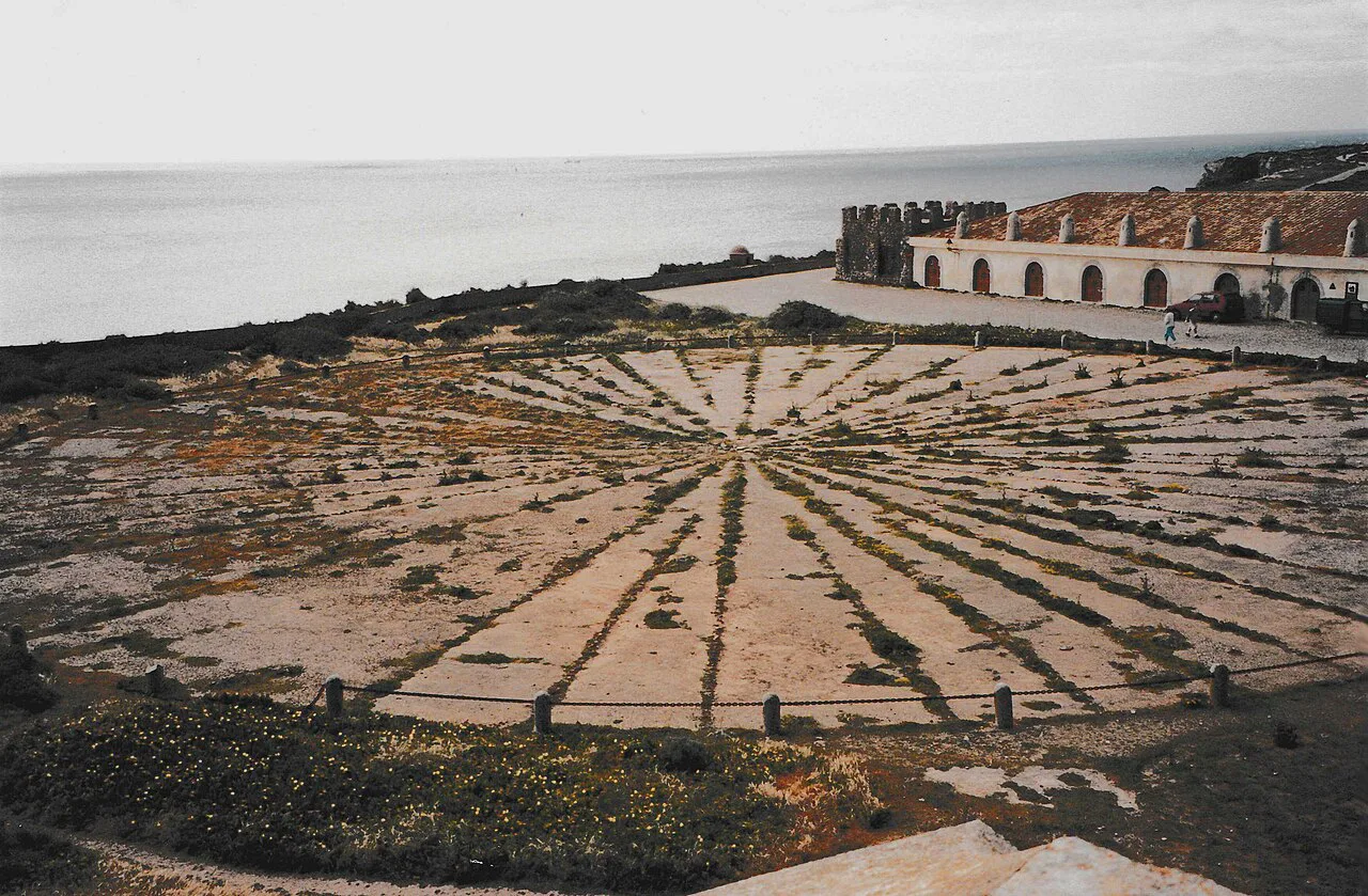 The large stone wind rose inside the Fortaleza de Sagres in the Algarve.