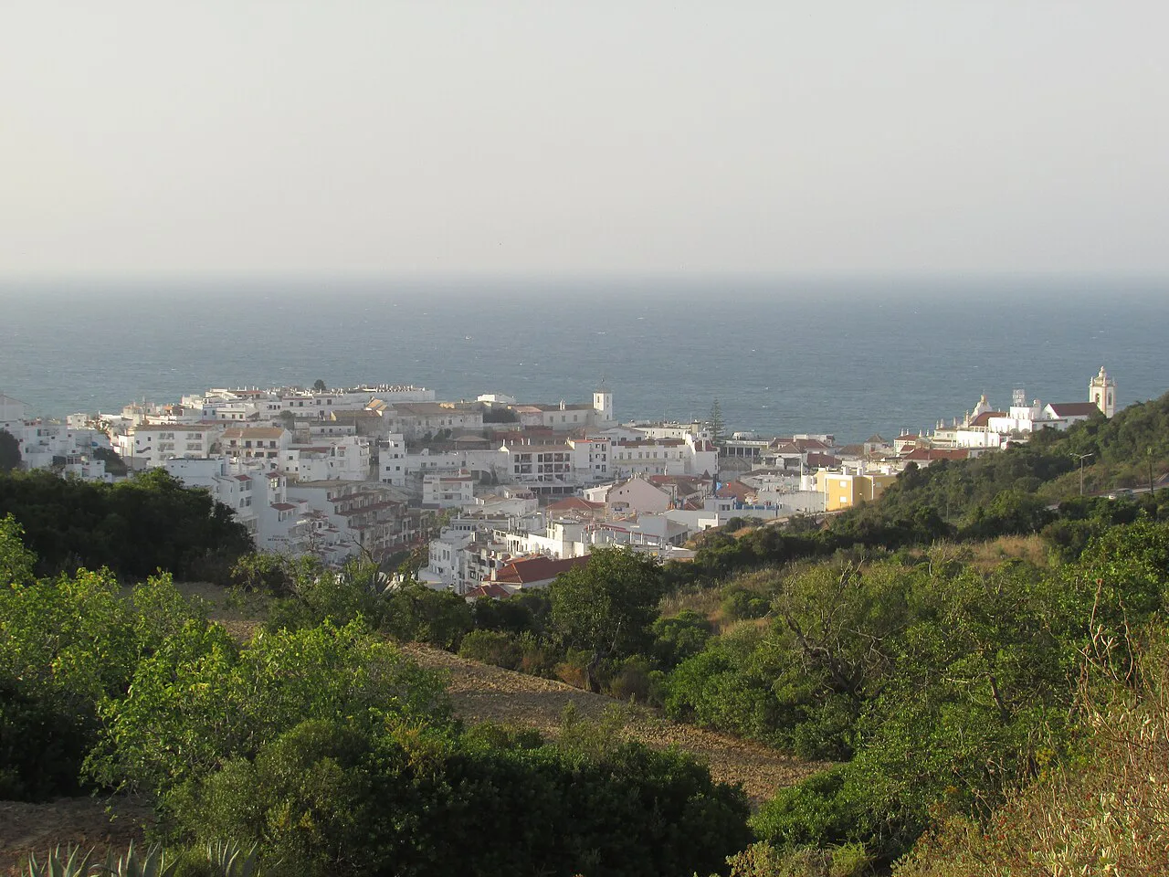 Albufeira old town seen from a hill to the east.