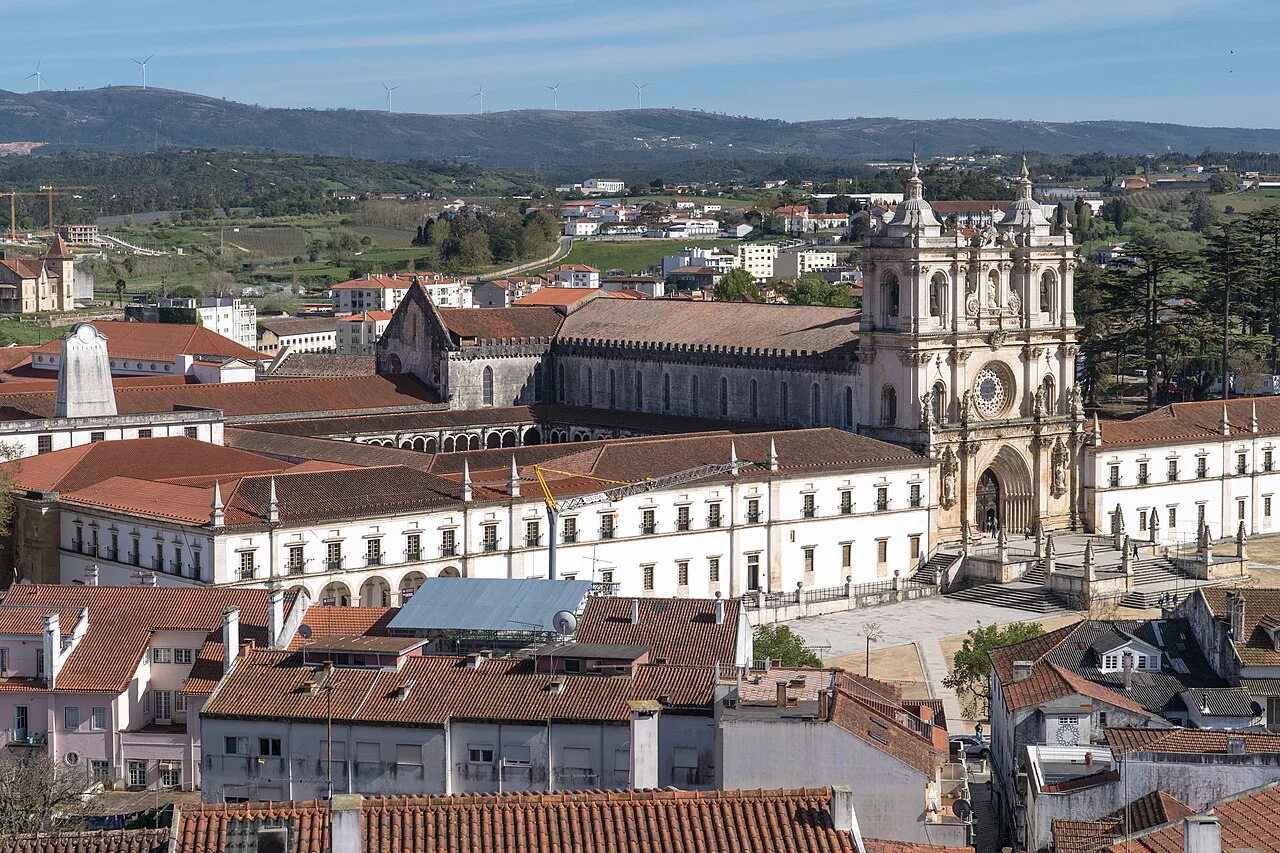 The Monastery of Alcobaça rising above the rooftops of the town.