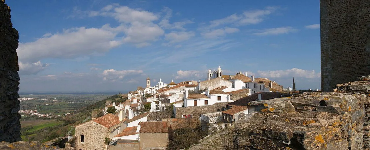 The whitewashed hilltop village of Monsaraz in the Alentejo.