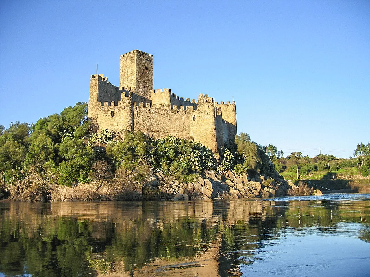 Almourol Castle on its island in the river.