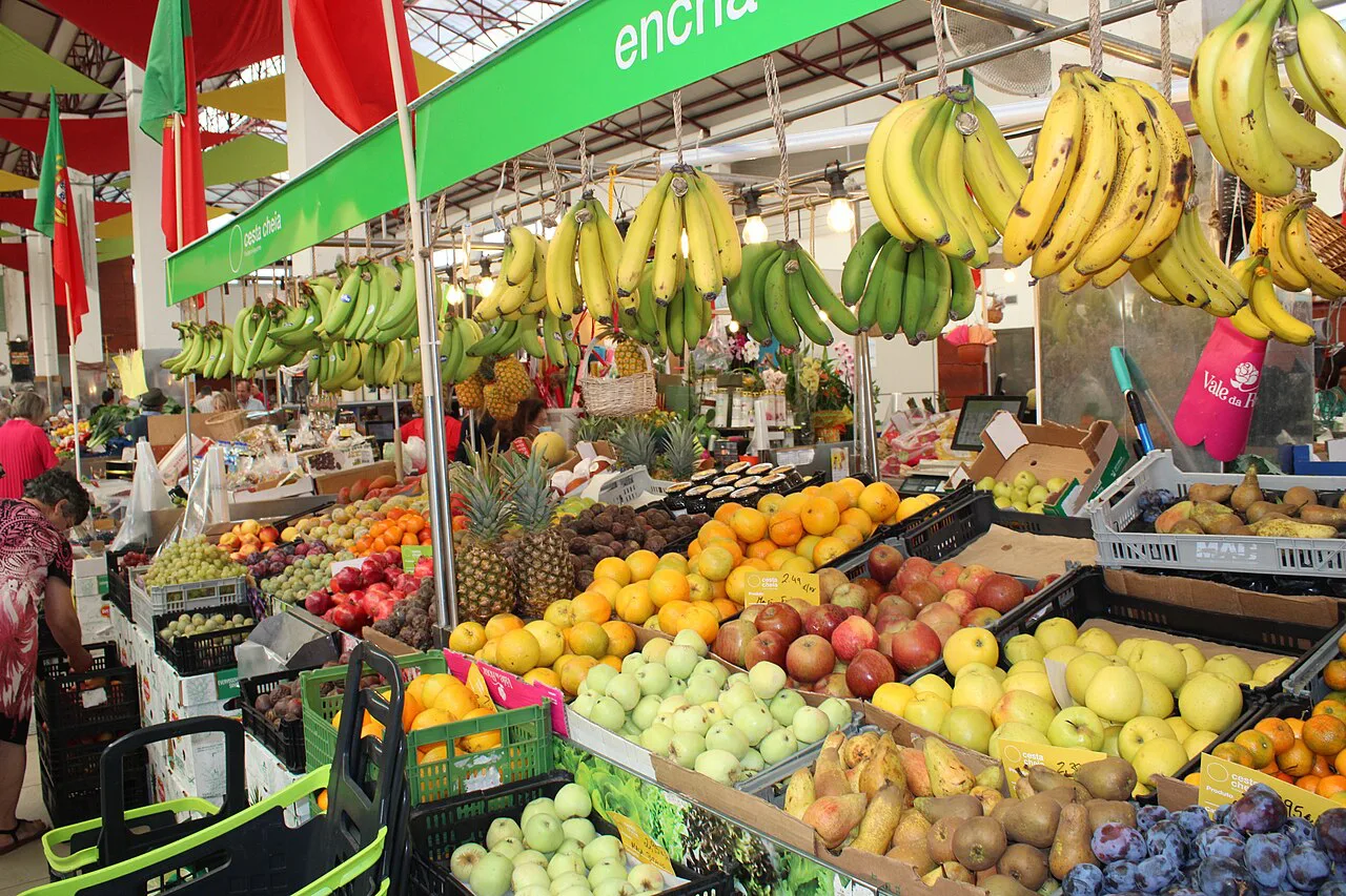 A fruit stall in the Mercado Manuel Firmino, Aveiro.