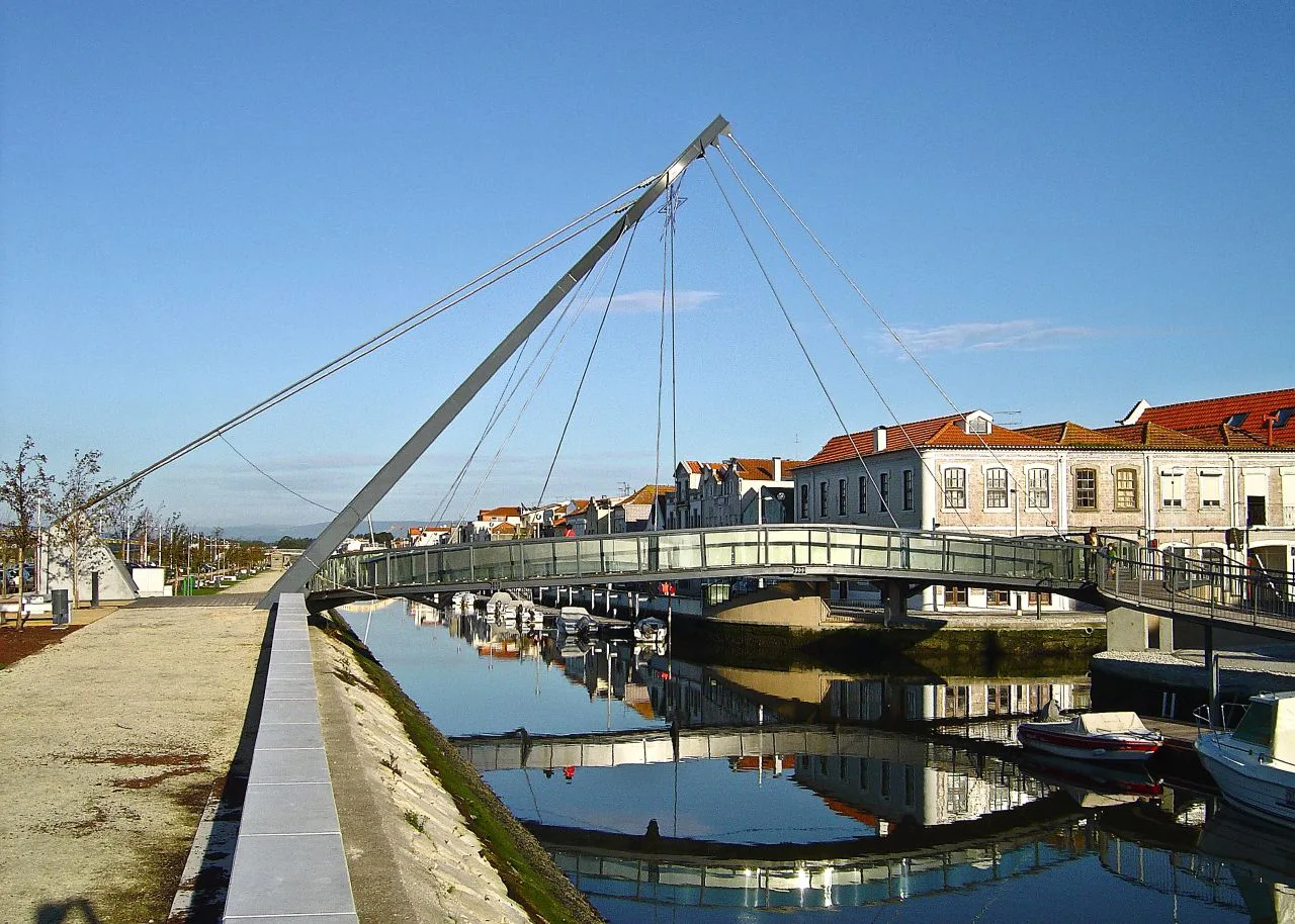 The circular footbridge over the canals in Aveiro.