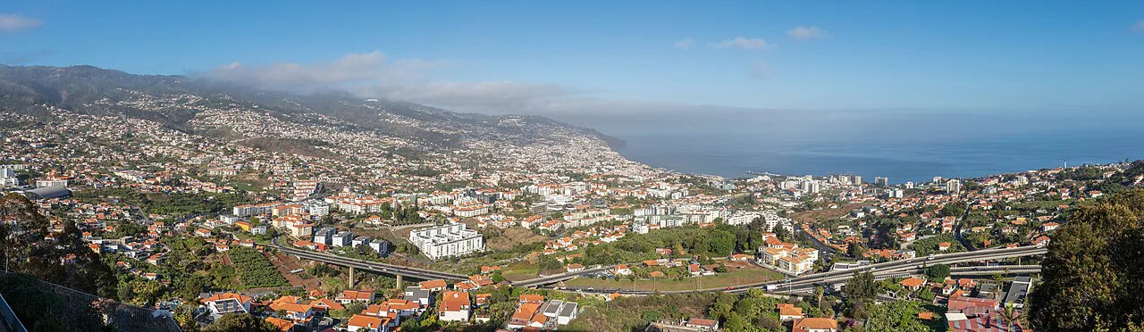 View over Funchal from Pico dos Barcelos in Madeira.