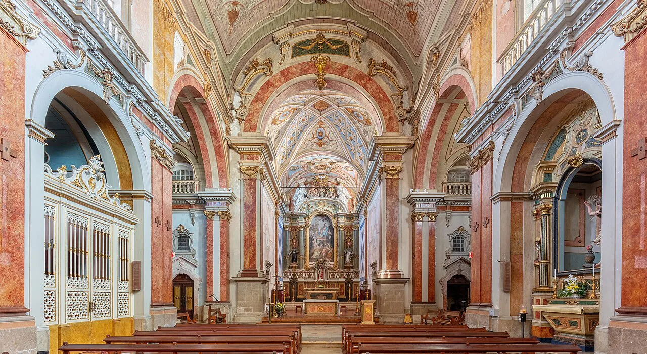 The interior of the parish Church of São Sebastião in Setúbal.