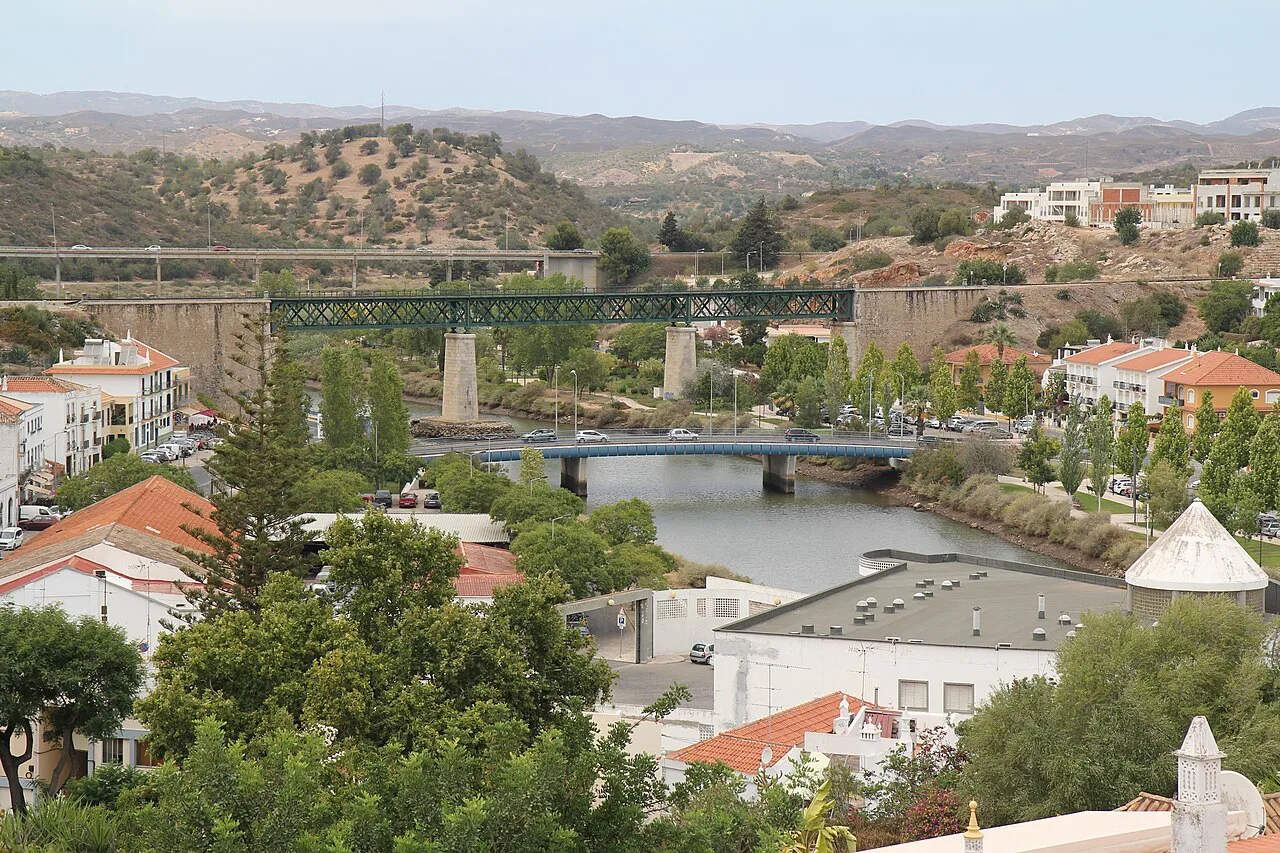Three bridges across the river in Tavira, seen from the Camera Obscura.