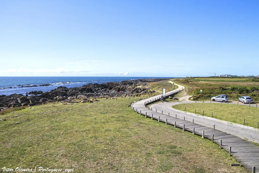 A coastal path through grassland at Areosa in Viana do Castelo.