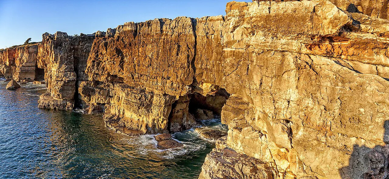 Sea-carved cliffs at Boca do Inferno in Cascais.