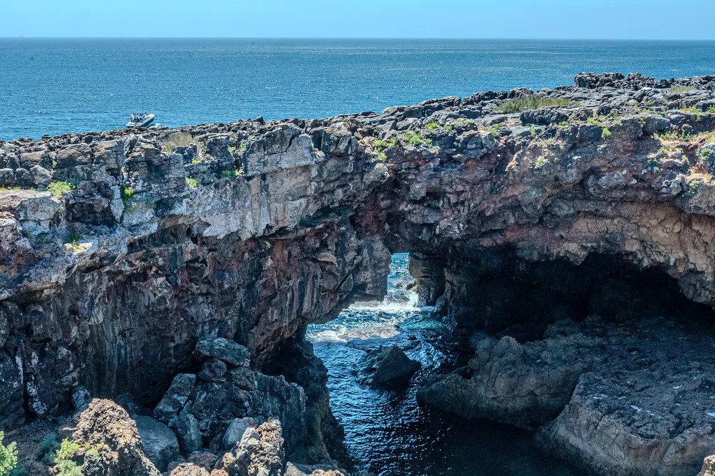 Sea water beneath the rock arch at Boca do Inferno on the Cascais coast.