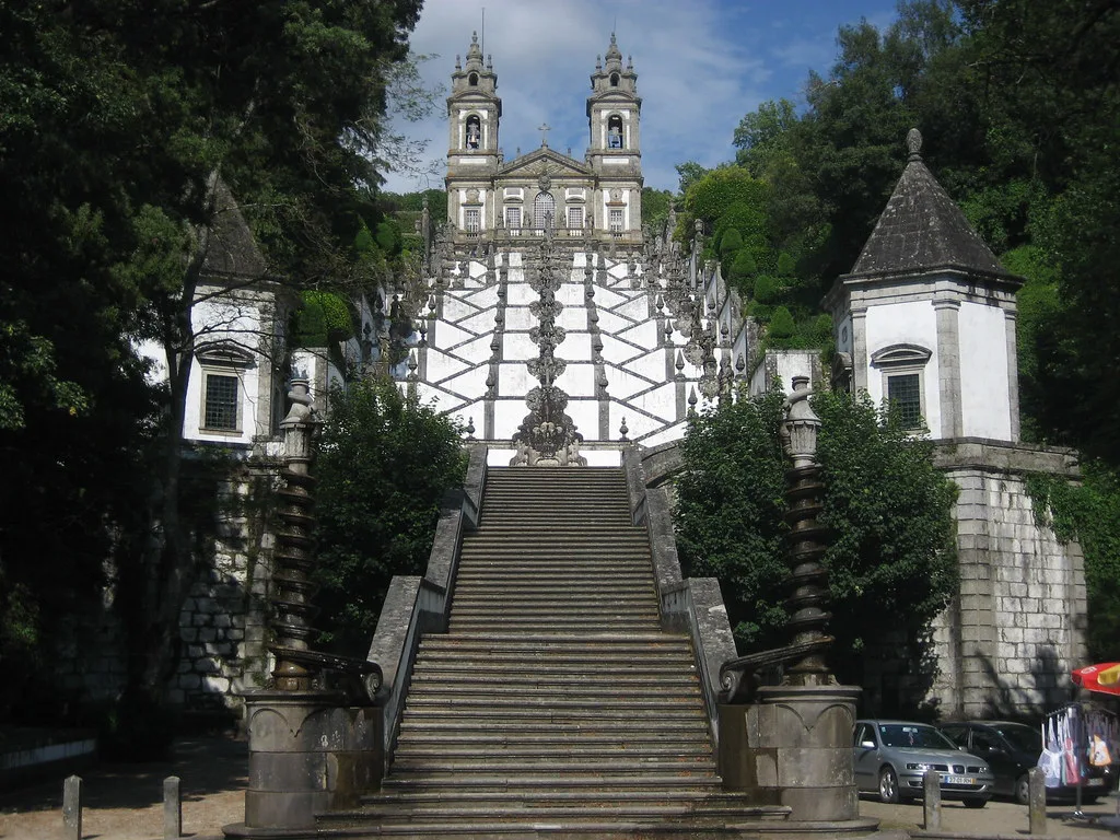 The zigzag staircase rising to the church of Bom Jesus do Monte near Braga.