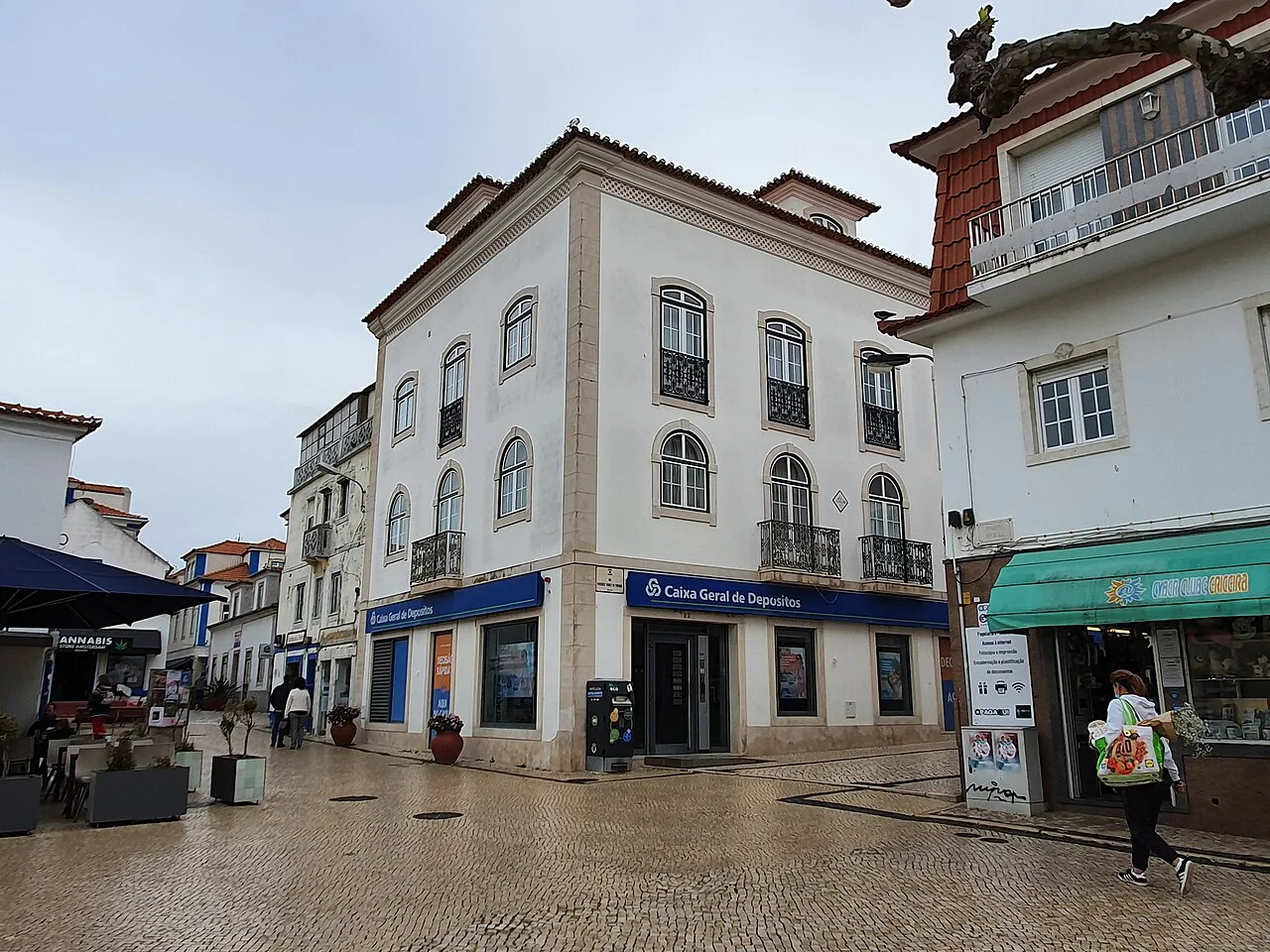 Buildings on Praça da República in Ericeira.