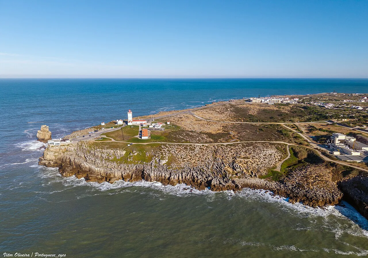 The headland of Cabo Carvoeiro at Peniche with its lighthouse.