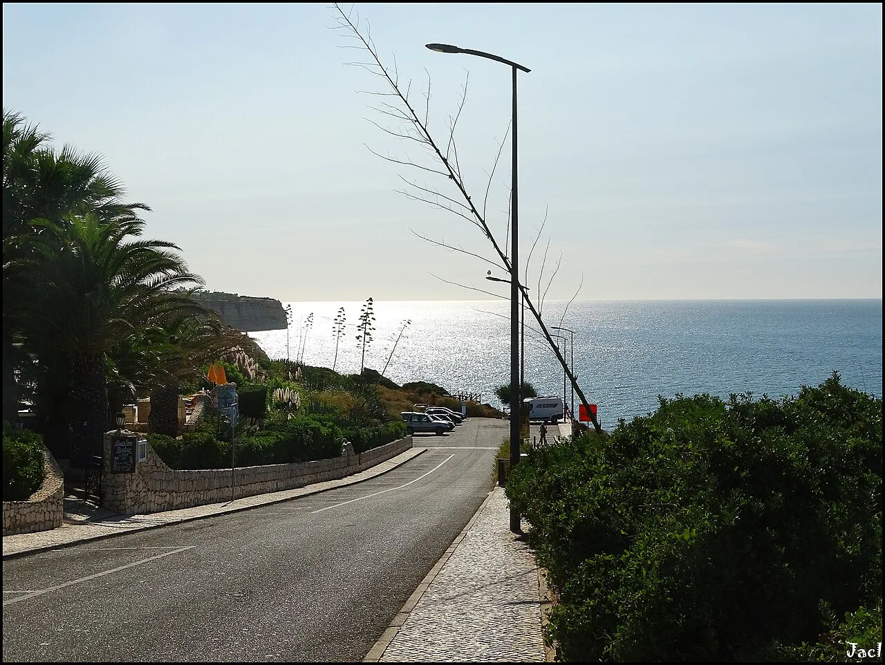 A seafront road above the coast in Carvoeiro.