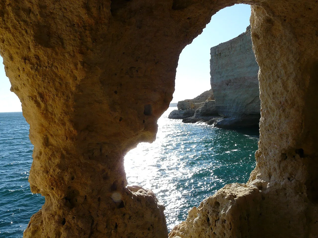 A natural rock arch at Algar Seco, near Carvoeiro.