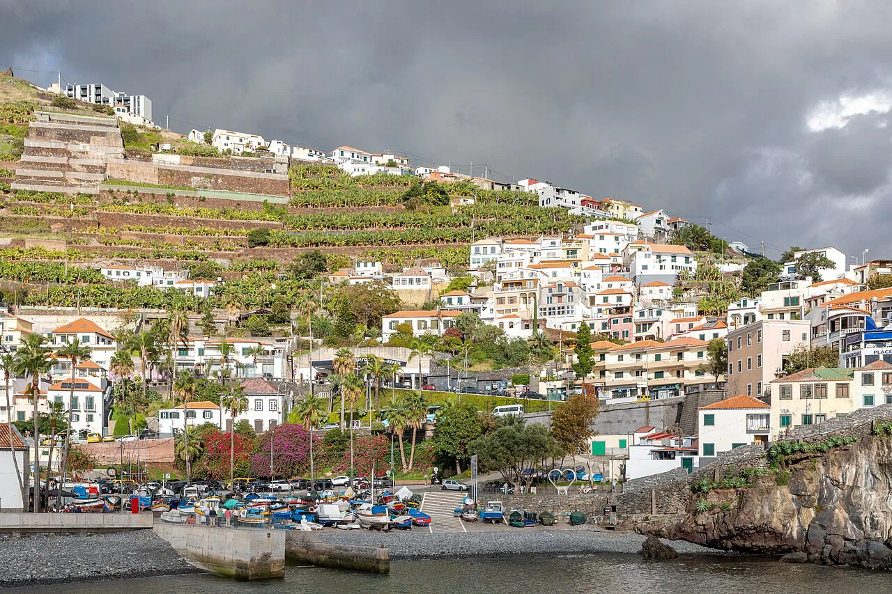 Buildings around the harbour at Câmara de Lobos, Madeira.