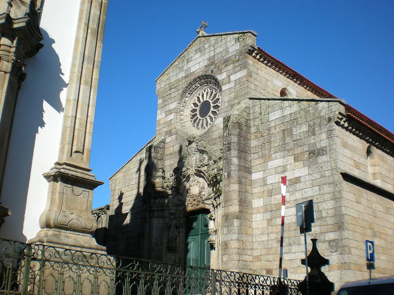 The Gothic portal and rose window of the Igreja de São Domingos in Guimarães.