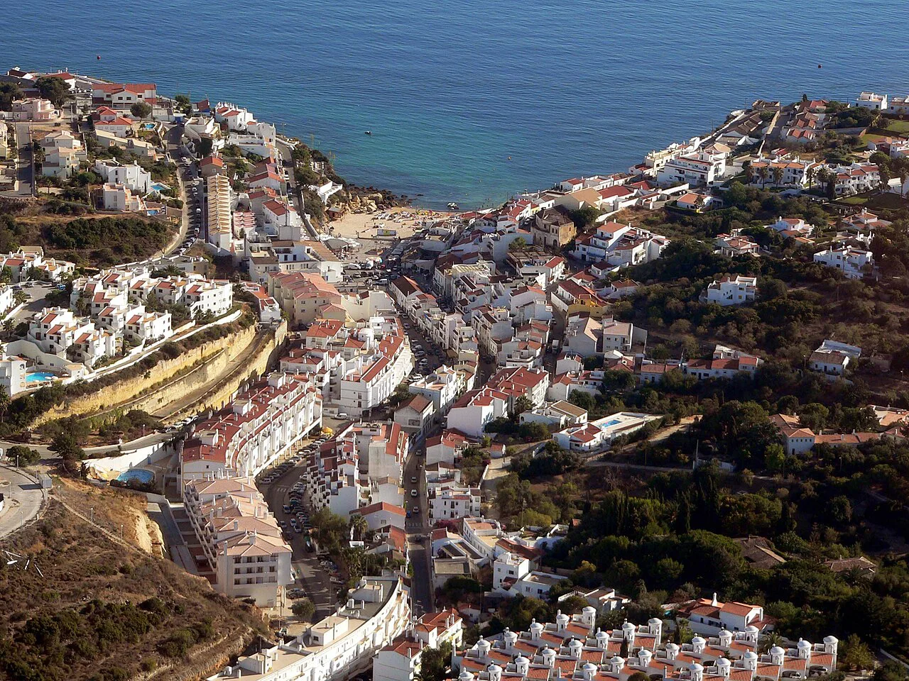 An aerial view of Carvoeiro on the Algarve coast.