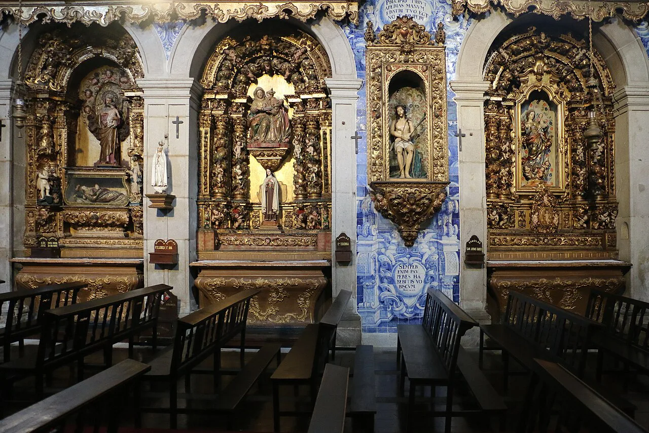 Gilded altars and azulejo walls inside the Igreja da Misericórdia in Viana do Castelo.