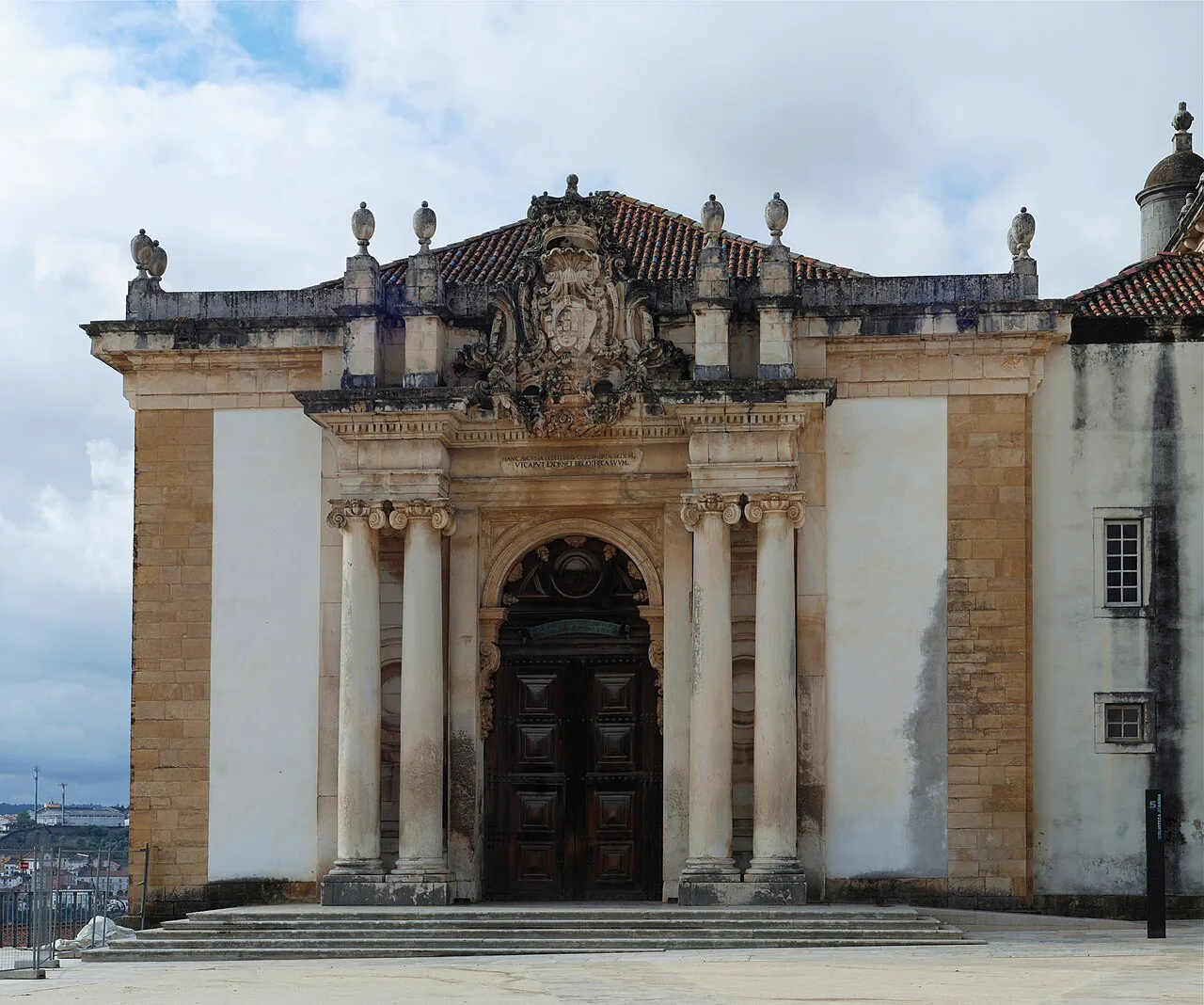The Baroque entrance of the Joanina Library at the University of Coimbra.