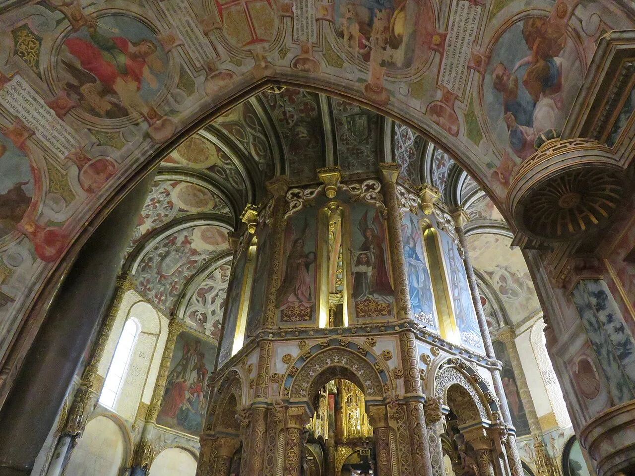 Painted and gilded interior of the Convent of Christ in Tomar.