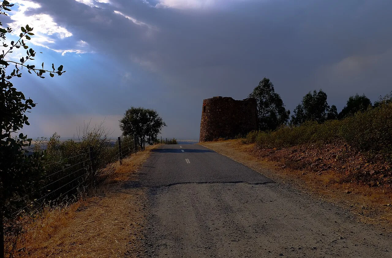 A quiet country road through the Alentejo region of Portugal.