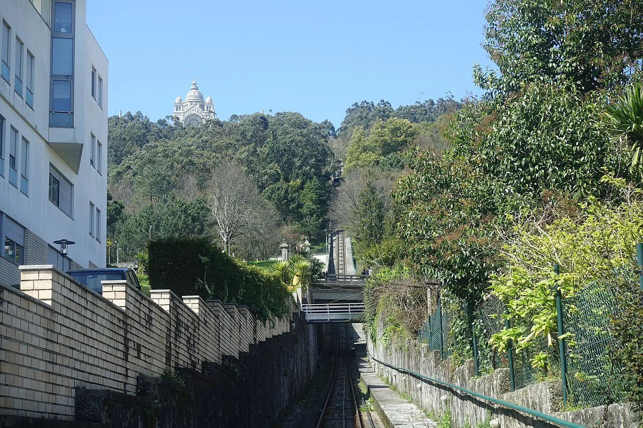 The Santa Luzia funicular track leading up the hill in Viana do Castelo.