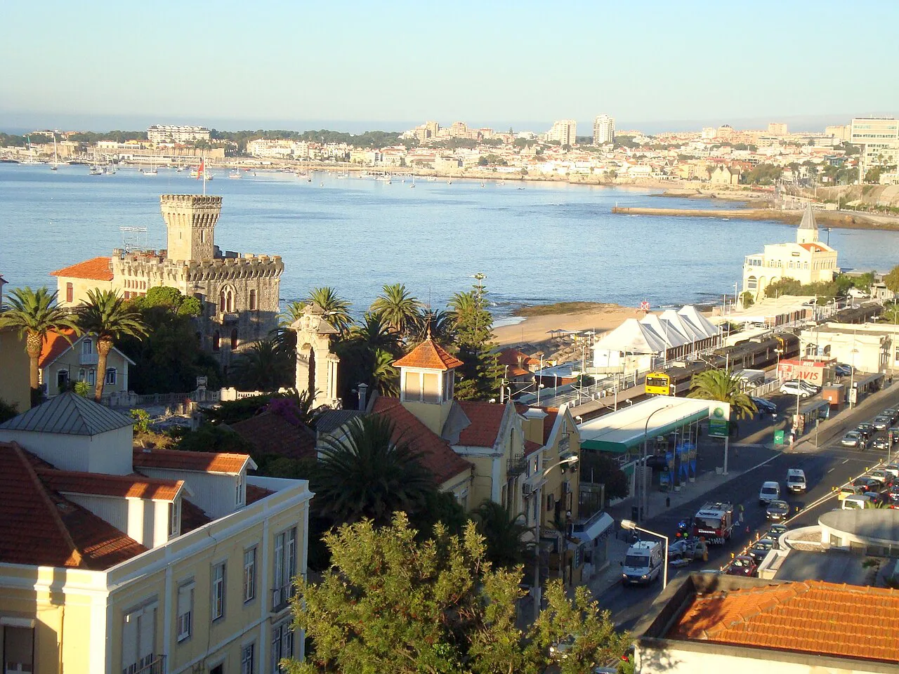 View over Estoril towards Cascais along the coast.