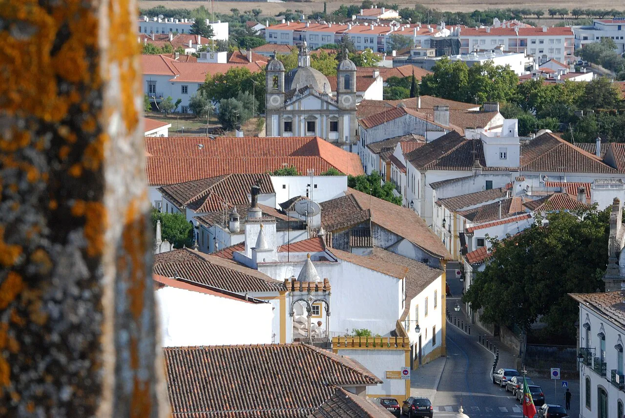 Rooftops of the historic centre of Évora seen from the roof of the cathedral.