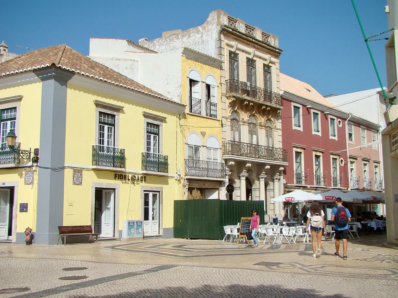 Painted townhouses on a street in the historic centre of Faro.