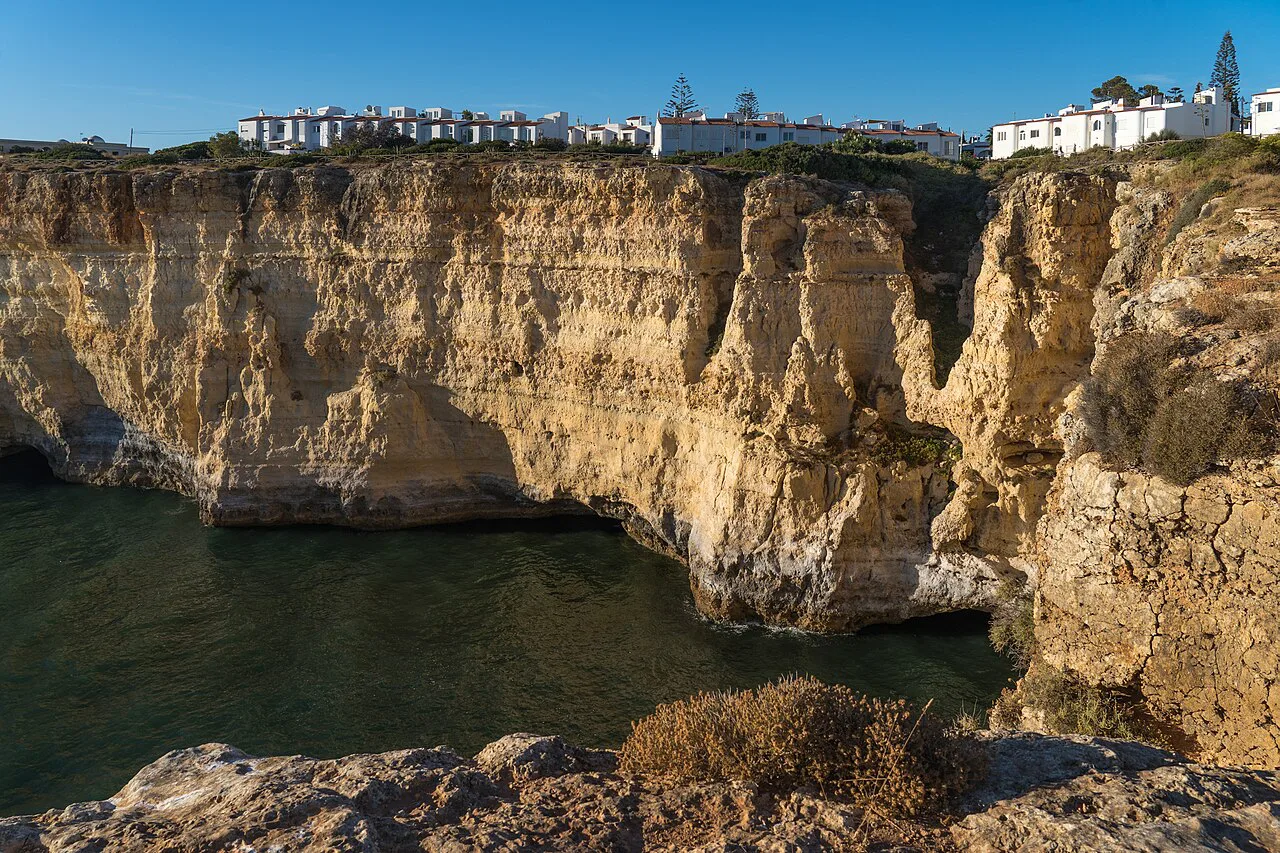 Cliffs on the coast at Carvoeiro in the Algarve.