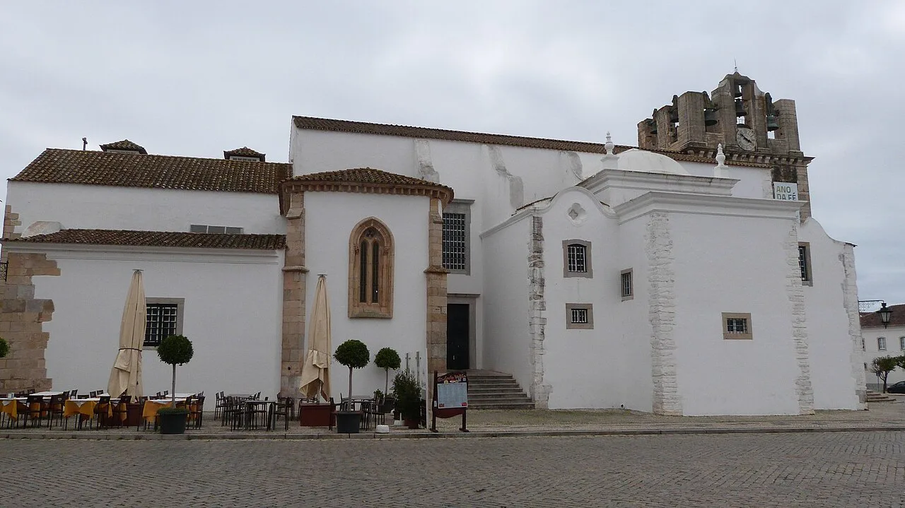 The whitewashed Igreja de Santa Maria, Faro's cathedral, in the old town.
