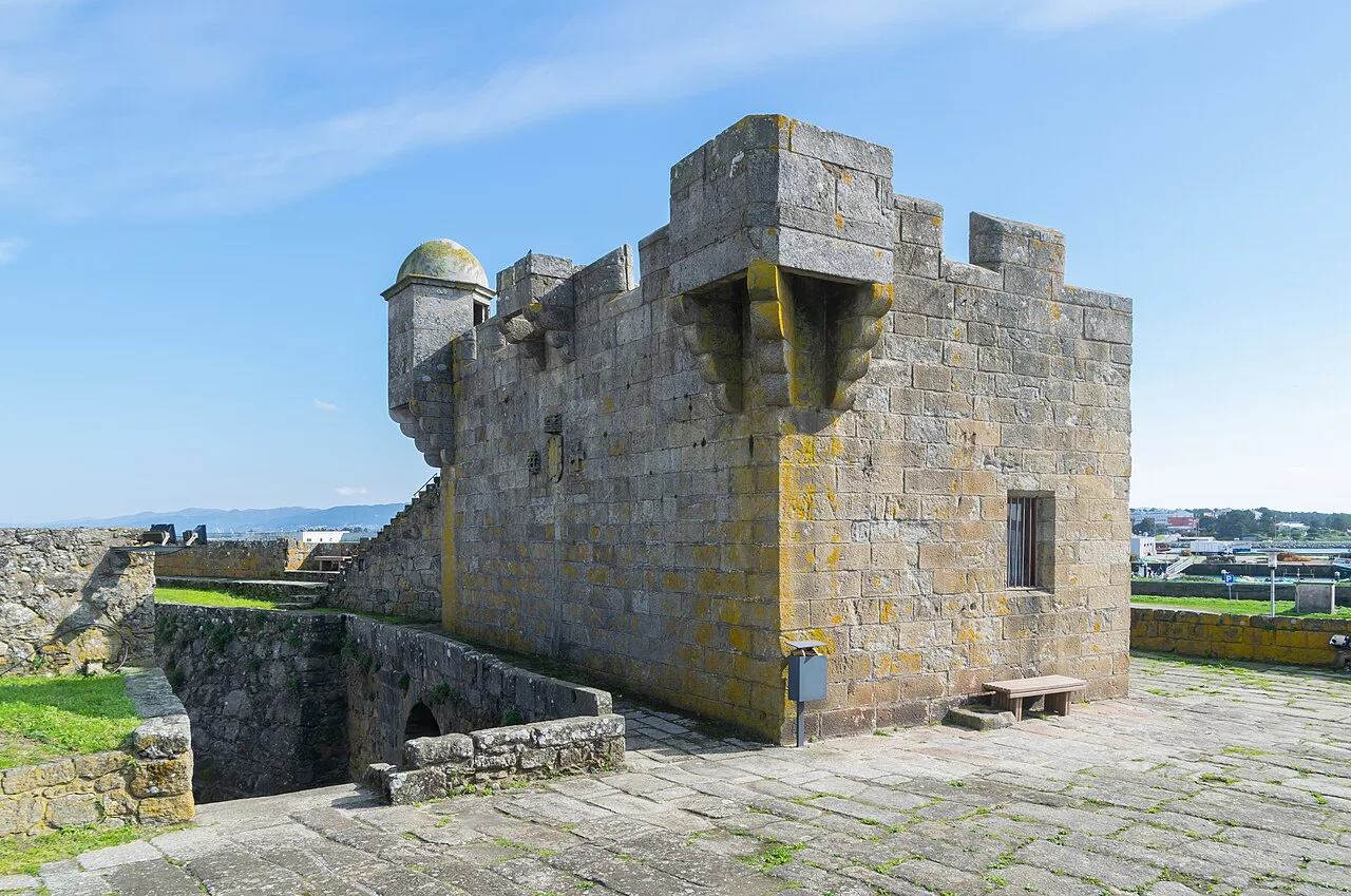 A stone tower and watch turret of the Forte de Santiago da Barra in Viana do Castelo.