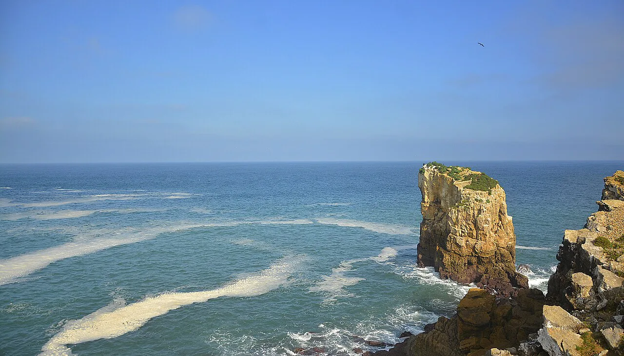 A rock stack off the rugged coastline of Peniche.