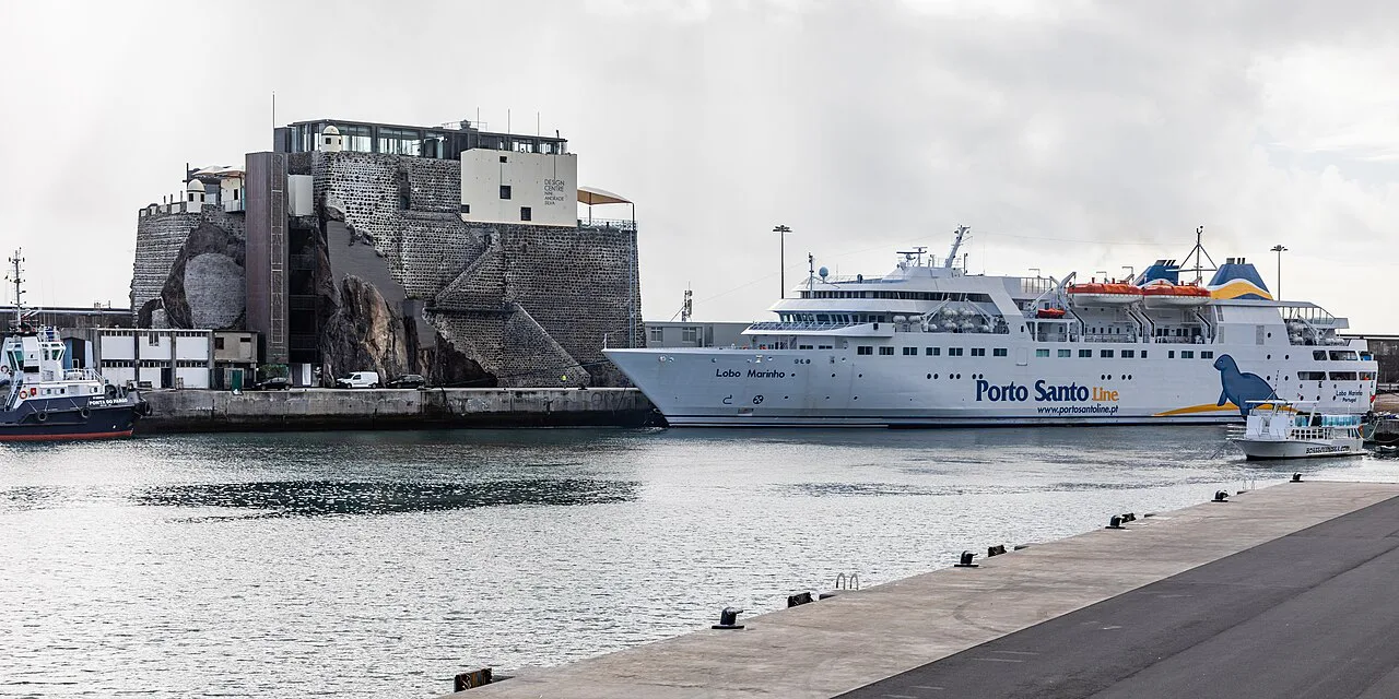 The ferry Lobo Marinho in the harbour at Funchal, Madeira.