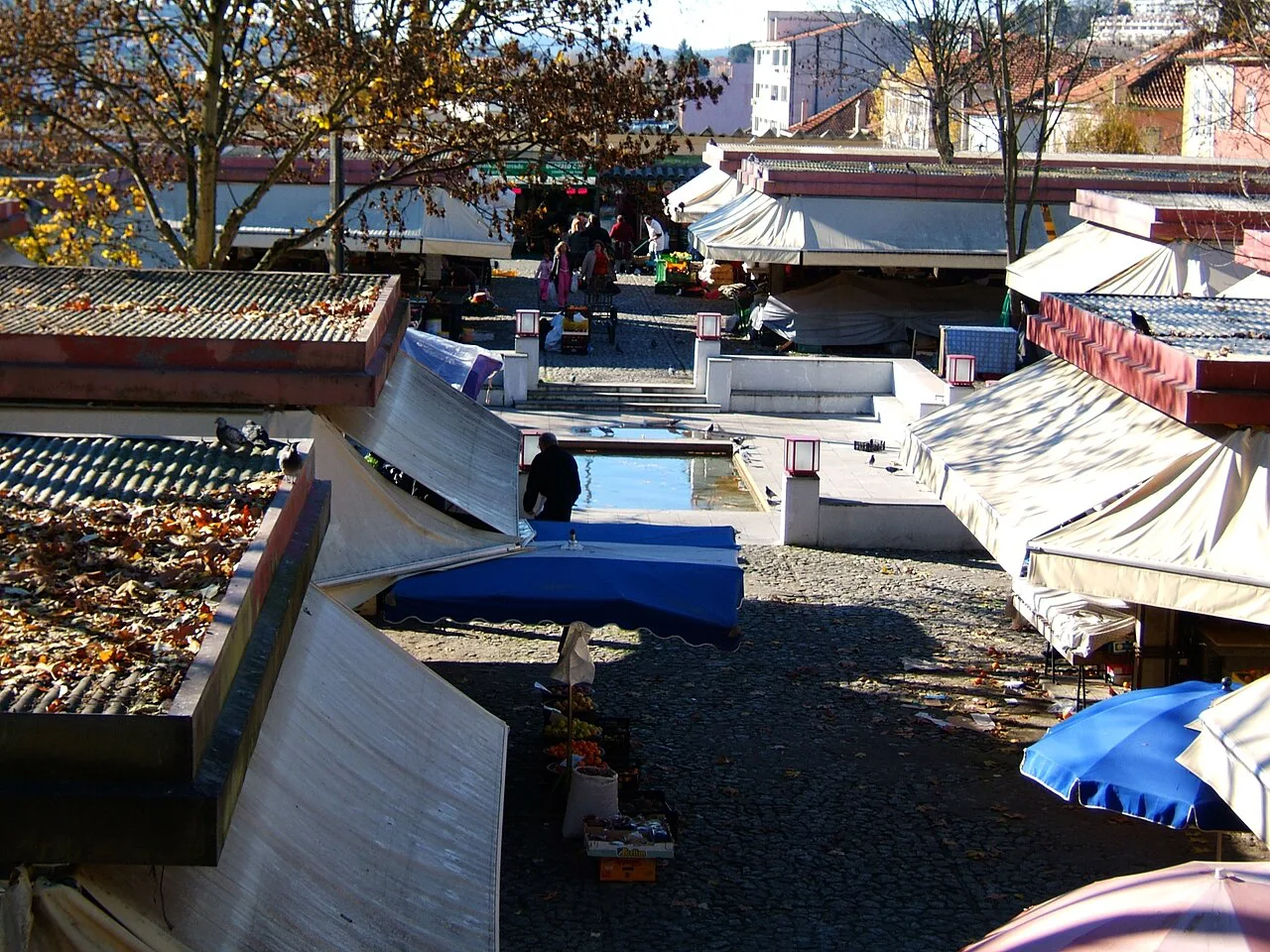 Stall roofs of the old municipal market in Guimarães while it was still trading.
