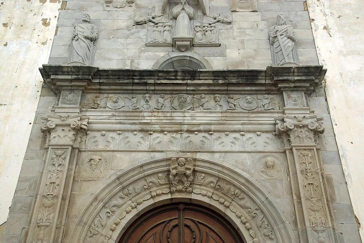 The carved stone portal of the Igreja da Misericórdia in Tavira.