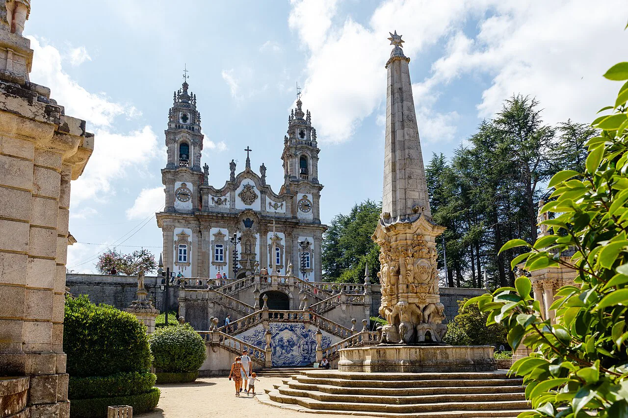 The Santuário de Nossa Senhora dos Remédios in Lamego, with its obelisk and tiled stairway.