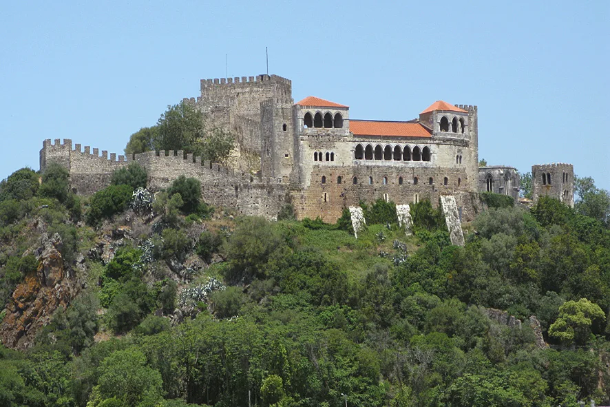 Leiria Castle on its wooded hill.