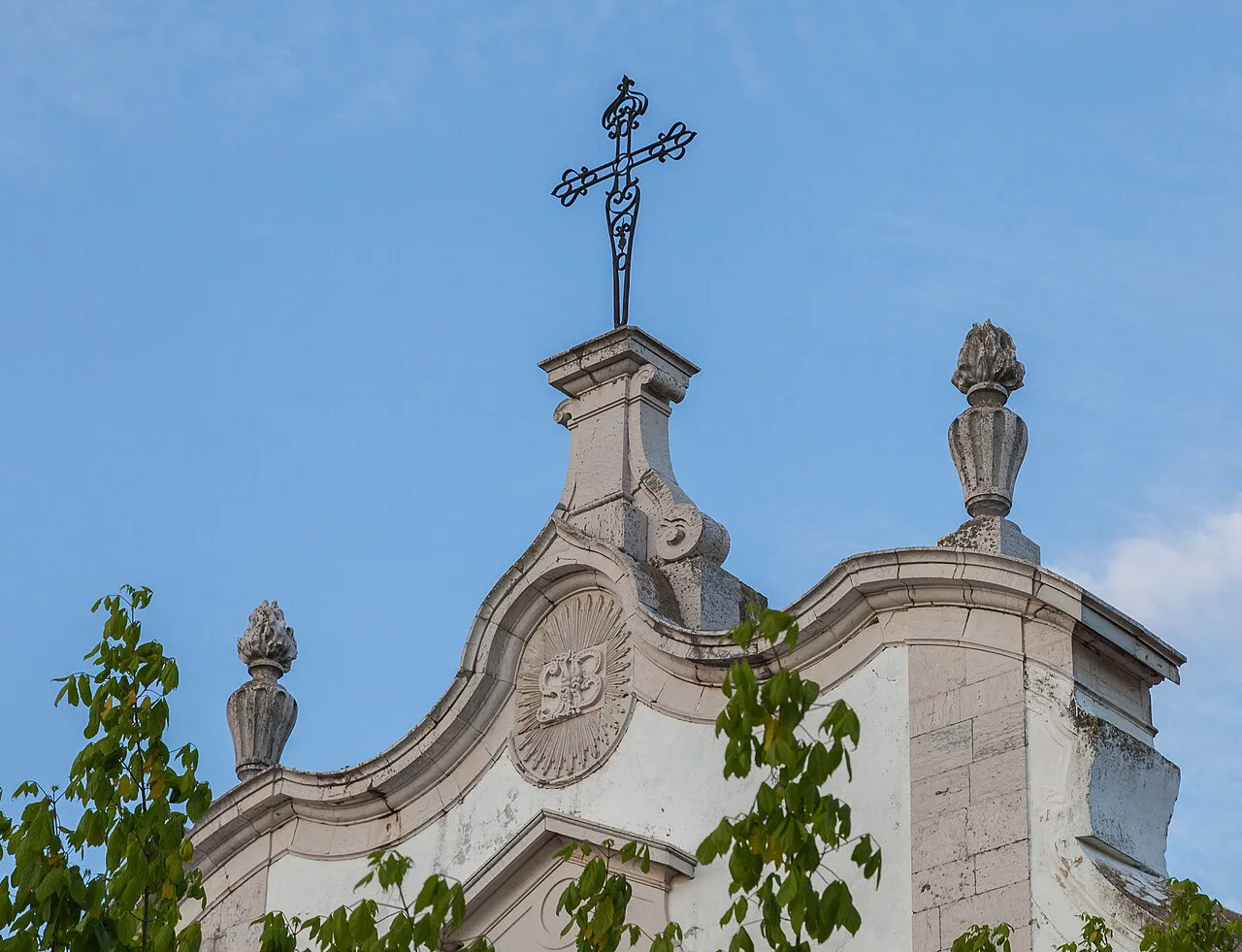 The bell tower and cross of the Church of St Julian in Setúbal.