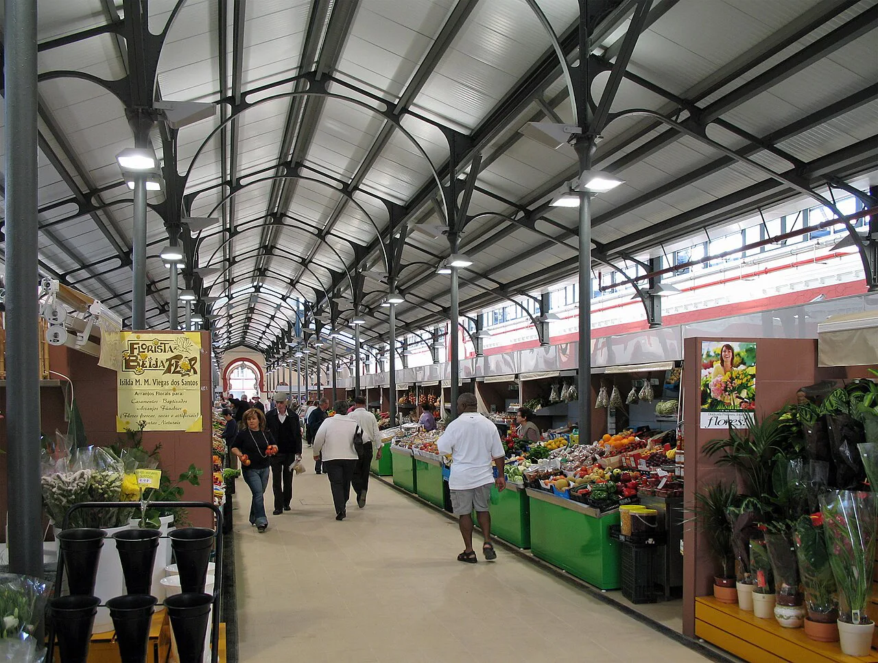 Produce stalls inside the Mercado Municipal in Loulé.