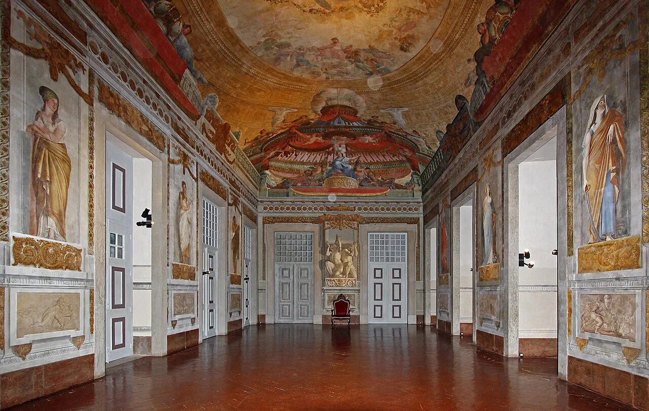 A painted room inside the Mafra National Palace.
