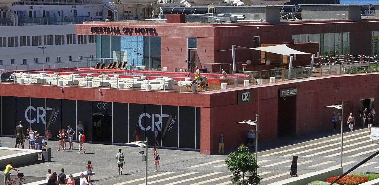 The CR7 museum and hotel on the waterfront in Funchal.