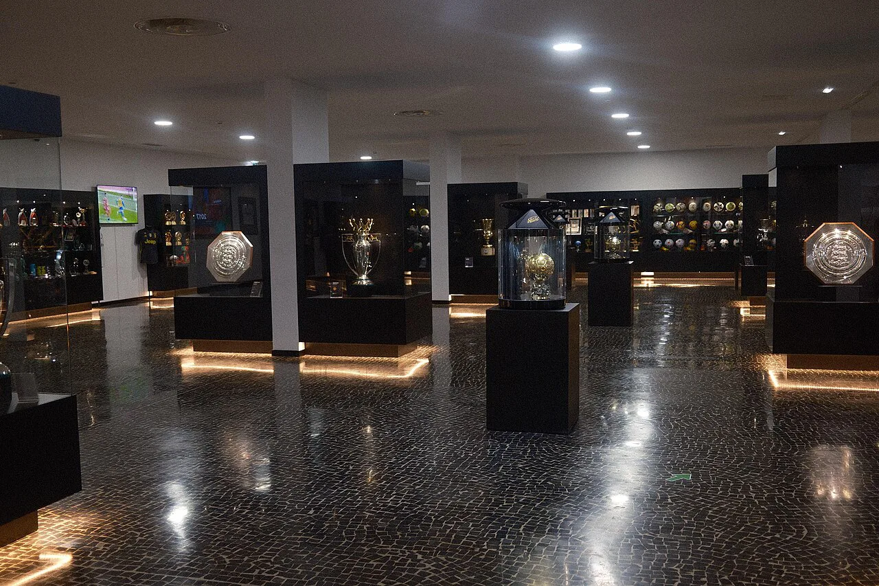 Display cases inside the CR7 Museum in Funchal.