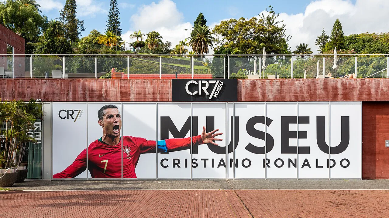 The entrance sign of the Museu CR7 in Funchal.