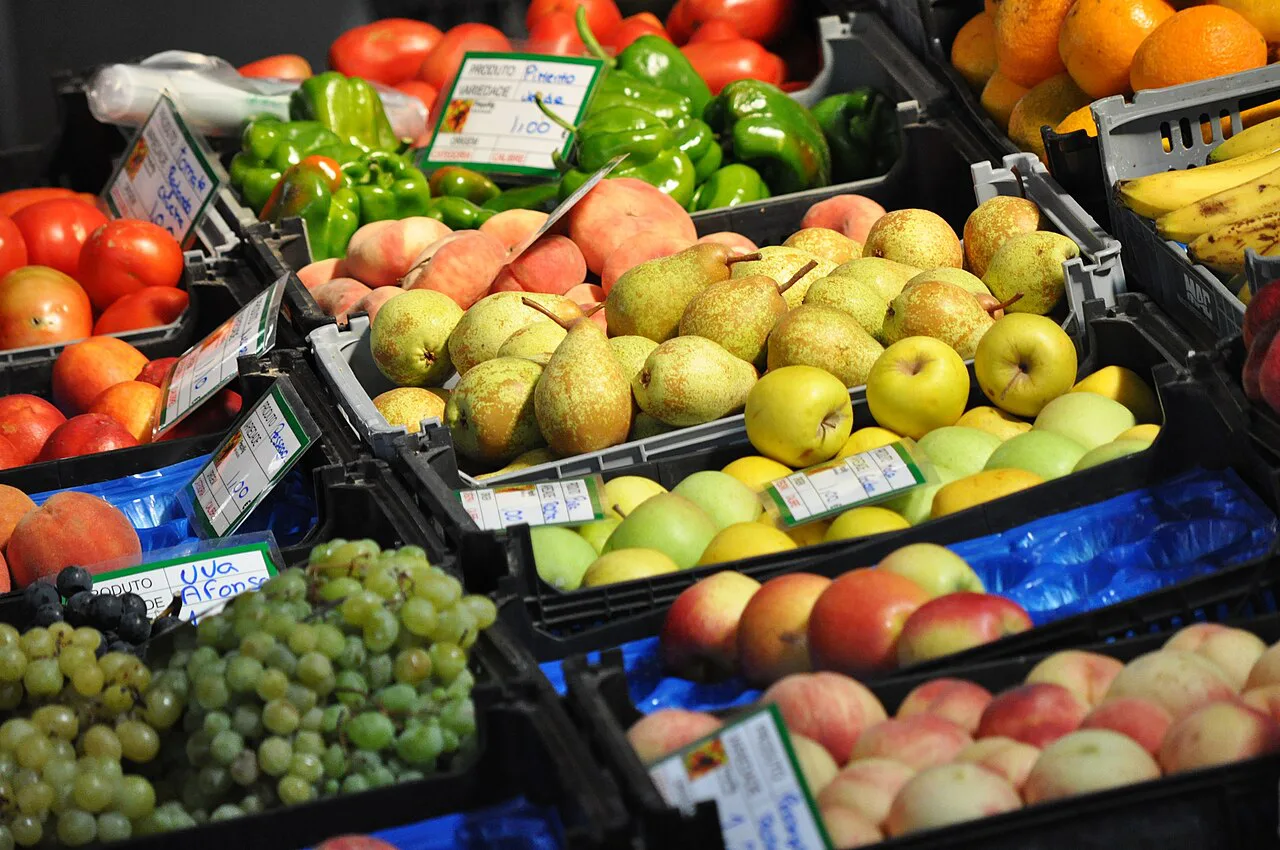 Fruit and vegetables on sale at the market in Nazaré.