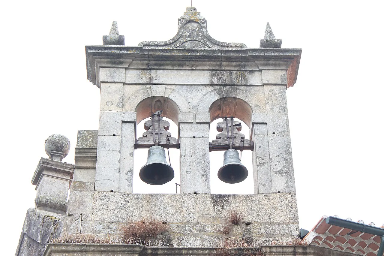 A stone bell gable on a church in Guimarães.
