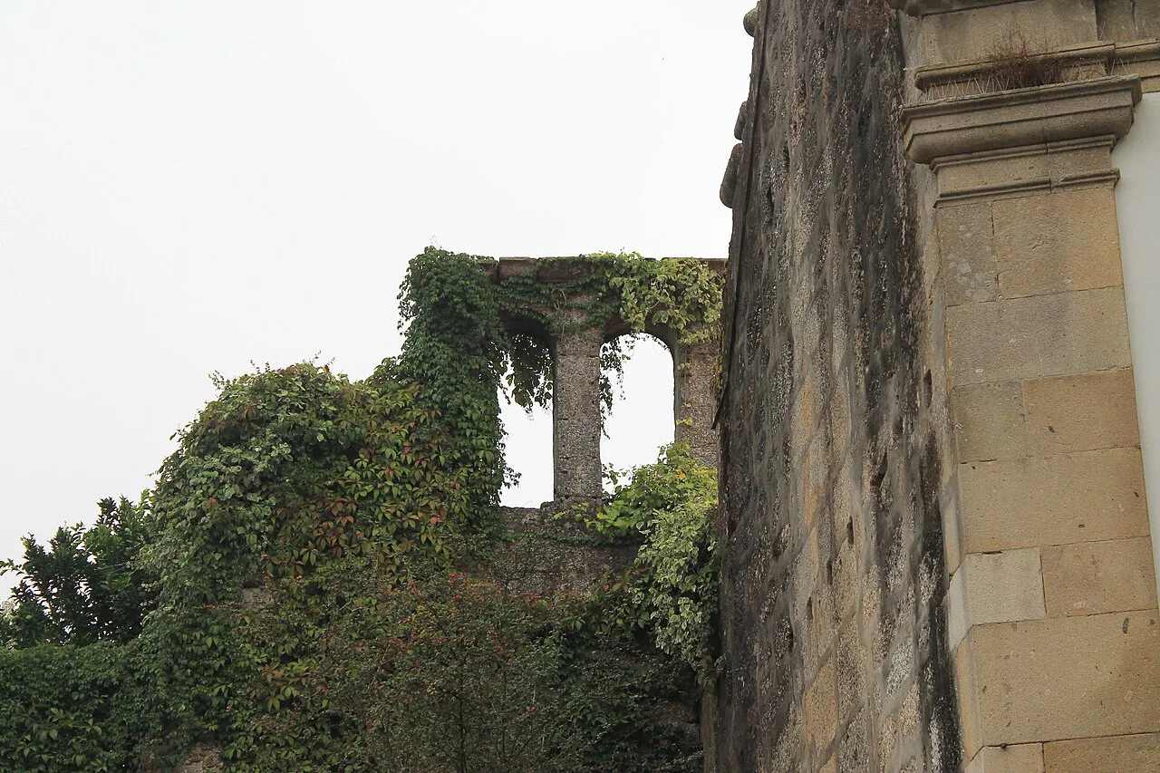 Ivy-covered old stonework in Guimarães.