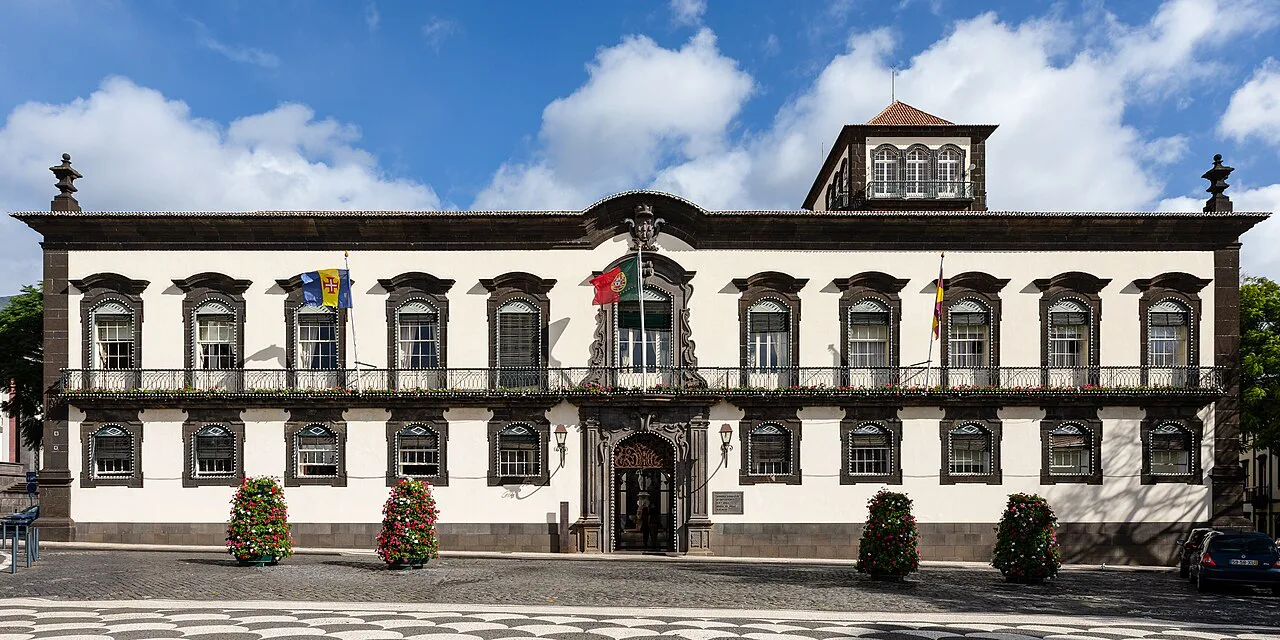 The façade of the Paços do Concelho, Funchal's town hall.