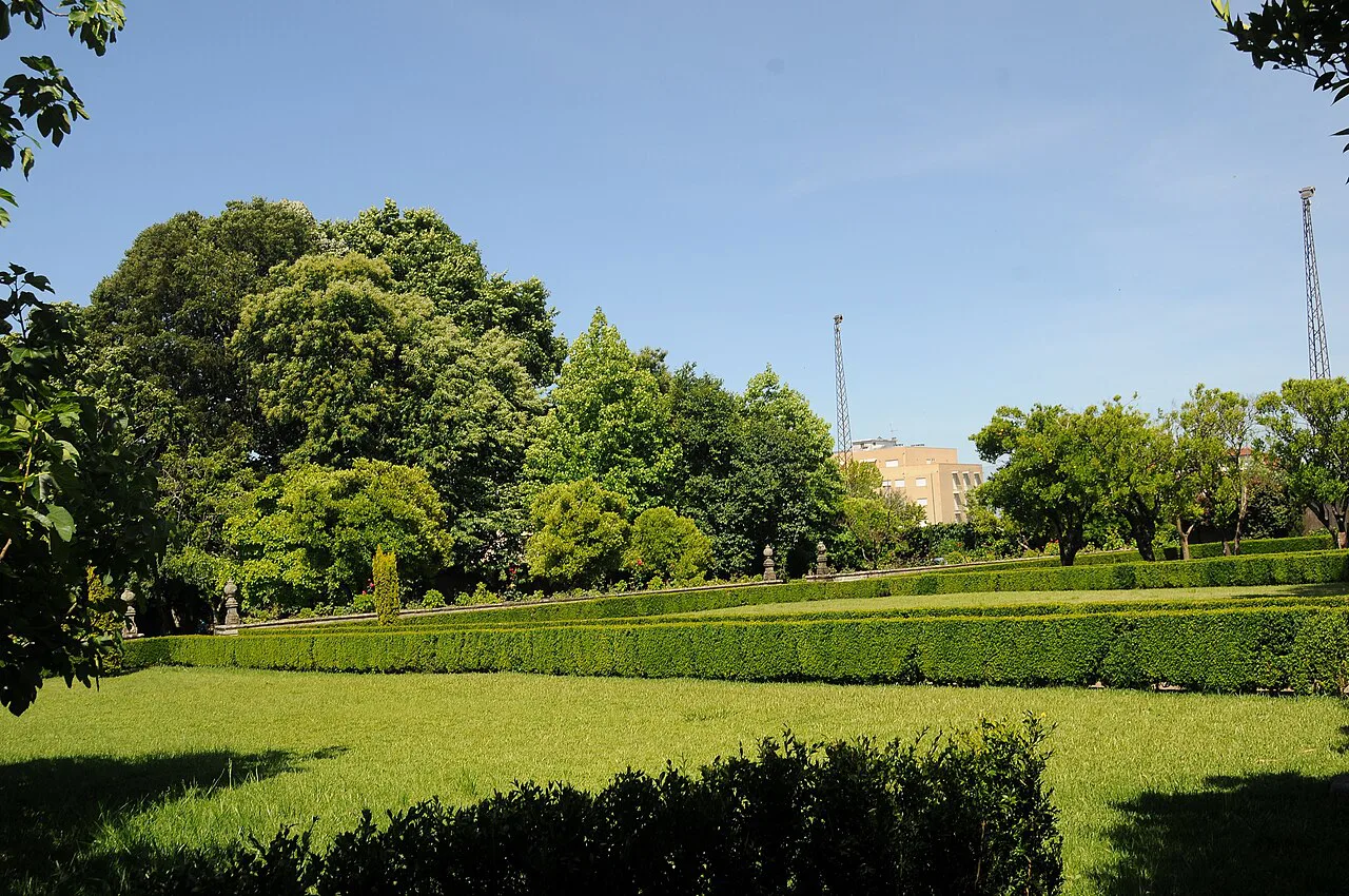 Clipped hedges and lawns in the Biscainhos Garden in Braga.