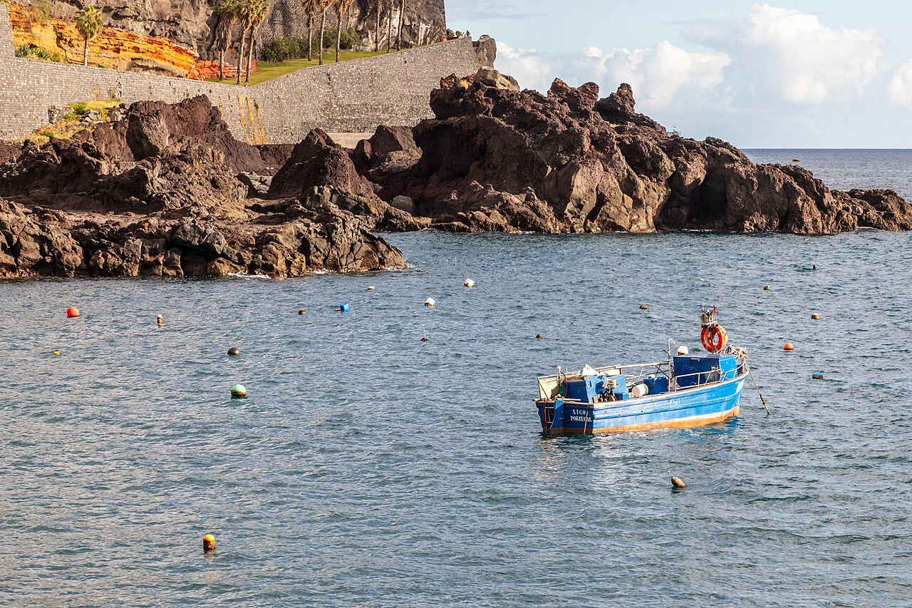 A small boat in the harbour at Câmara de Lobos, Madeira.